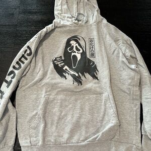 Ghost Face Horror Movie Gray Graphic Hoodie